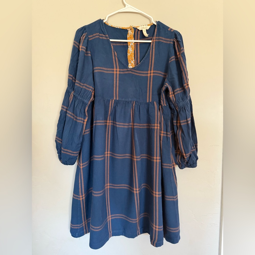 Matilda Jane Navy and Orange Plaid Dress